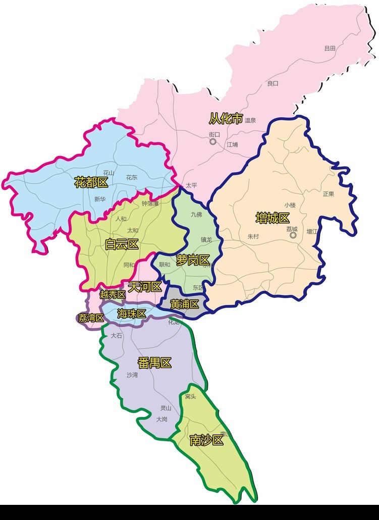 廣州市各區劃分地圖