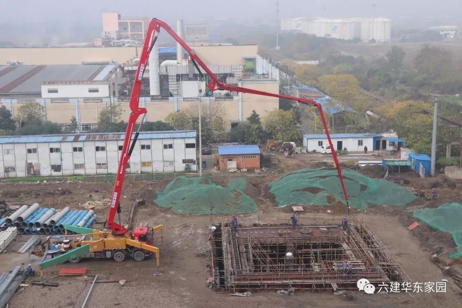 三一重工混凝土泵车浇筑现场 - 中油六建华东:江阴lng项目部完成雨水